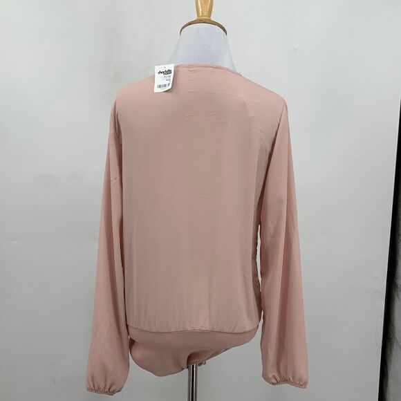 Charlotte Russe Bodysuit Womens S Small Bellini Lace Up Puff Sleeve Snap Button - Picture 5 of 12